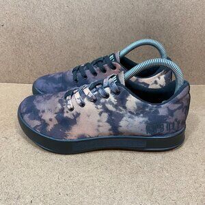 Nobull Tie-Dye Canvas Trainers Womens Size 7 Athletic Sneakers Black & Tan